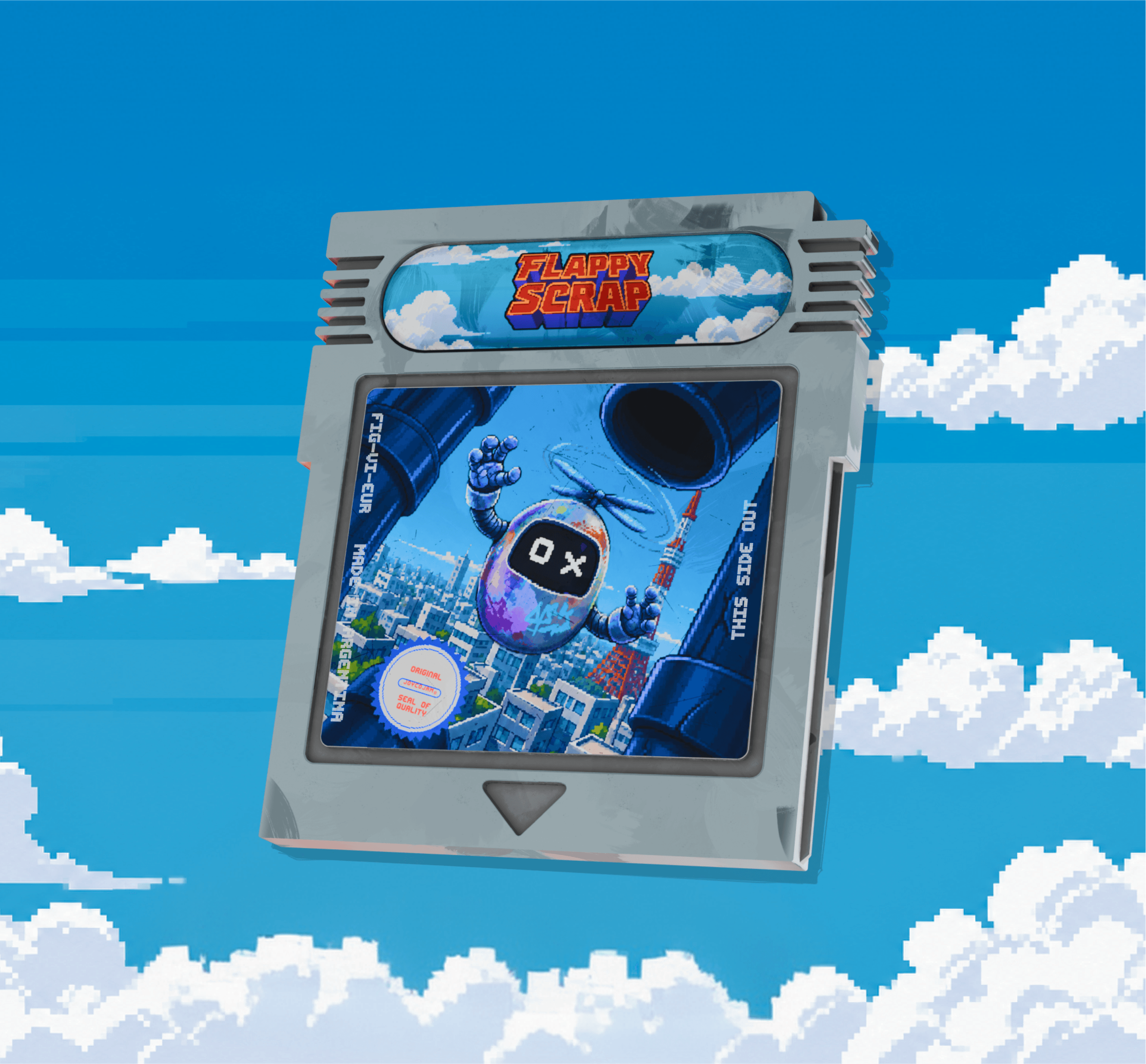 Flappy Scrap illustrated game cartridge