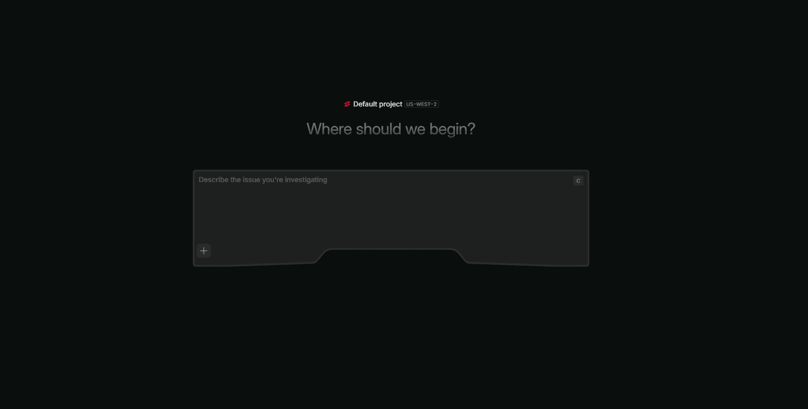 Sazabi’s product interface, with a prompt field whose angled outline echoes the mecha visor.