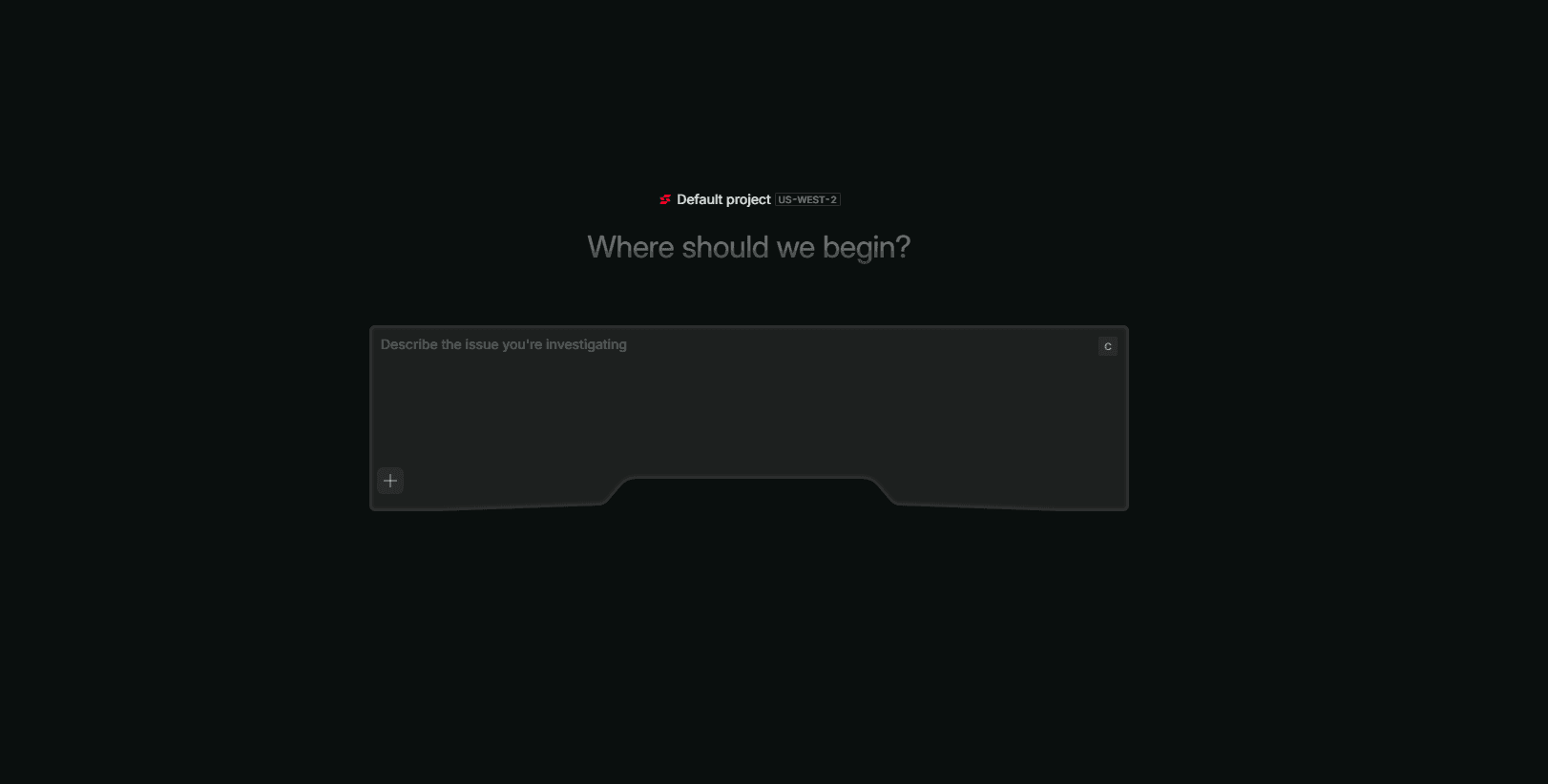 Sazabi’s product interface, with a prompt field whose angled outline echoes the mecha visor.