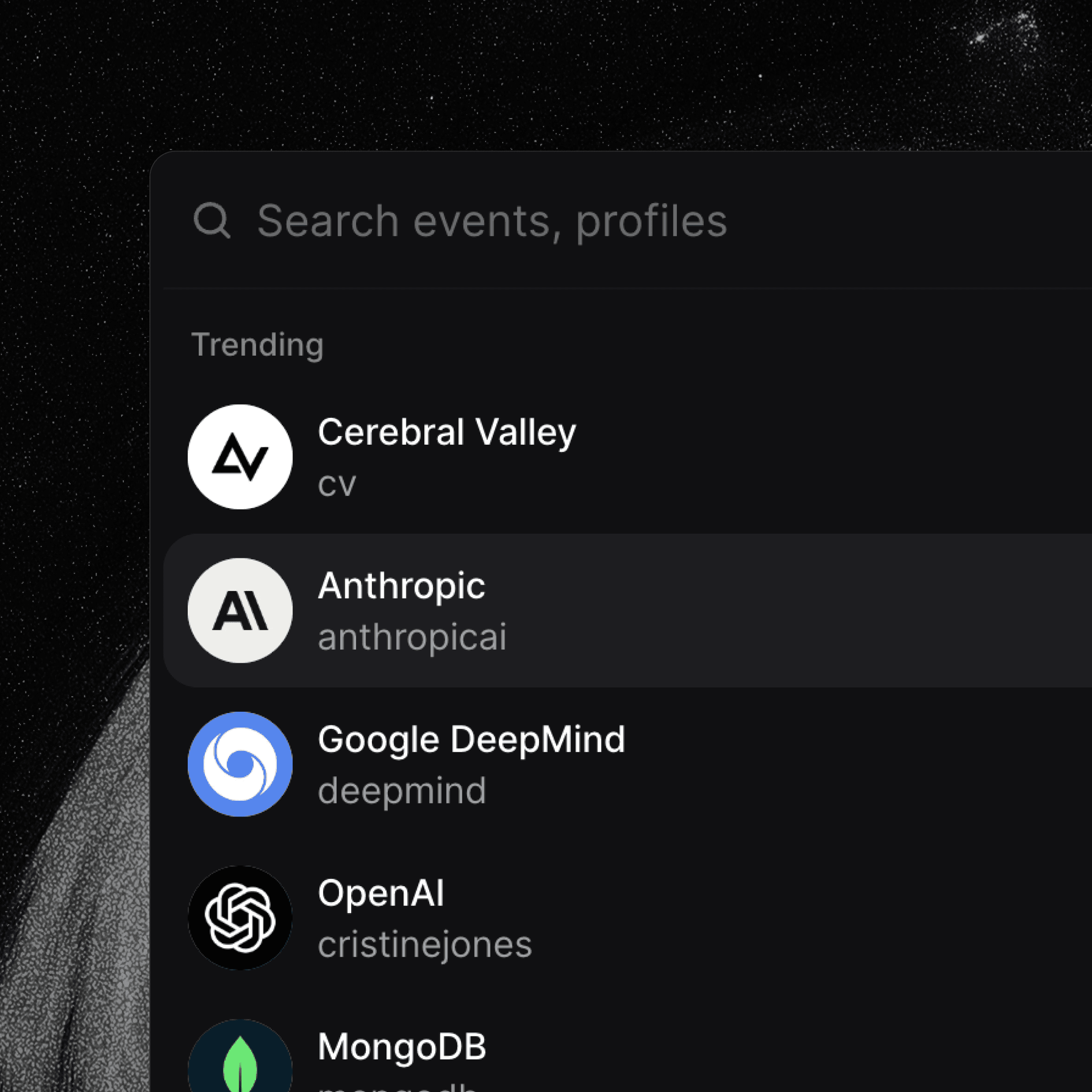 Cerebral Valley global search results for companies and people