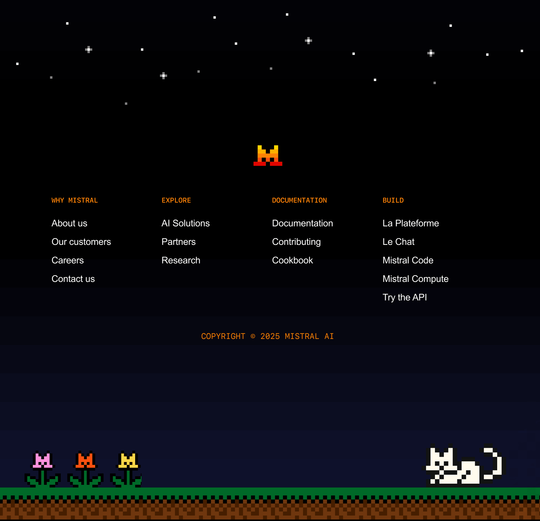 Mistral docs footer night mode
