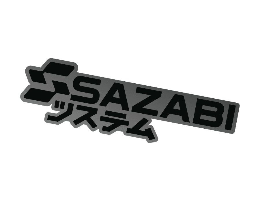 Sazabi wordmark sticker in black and grey